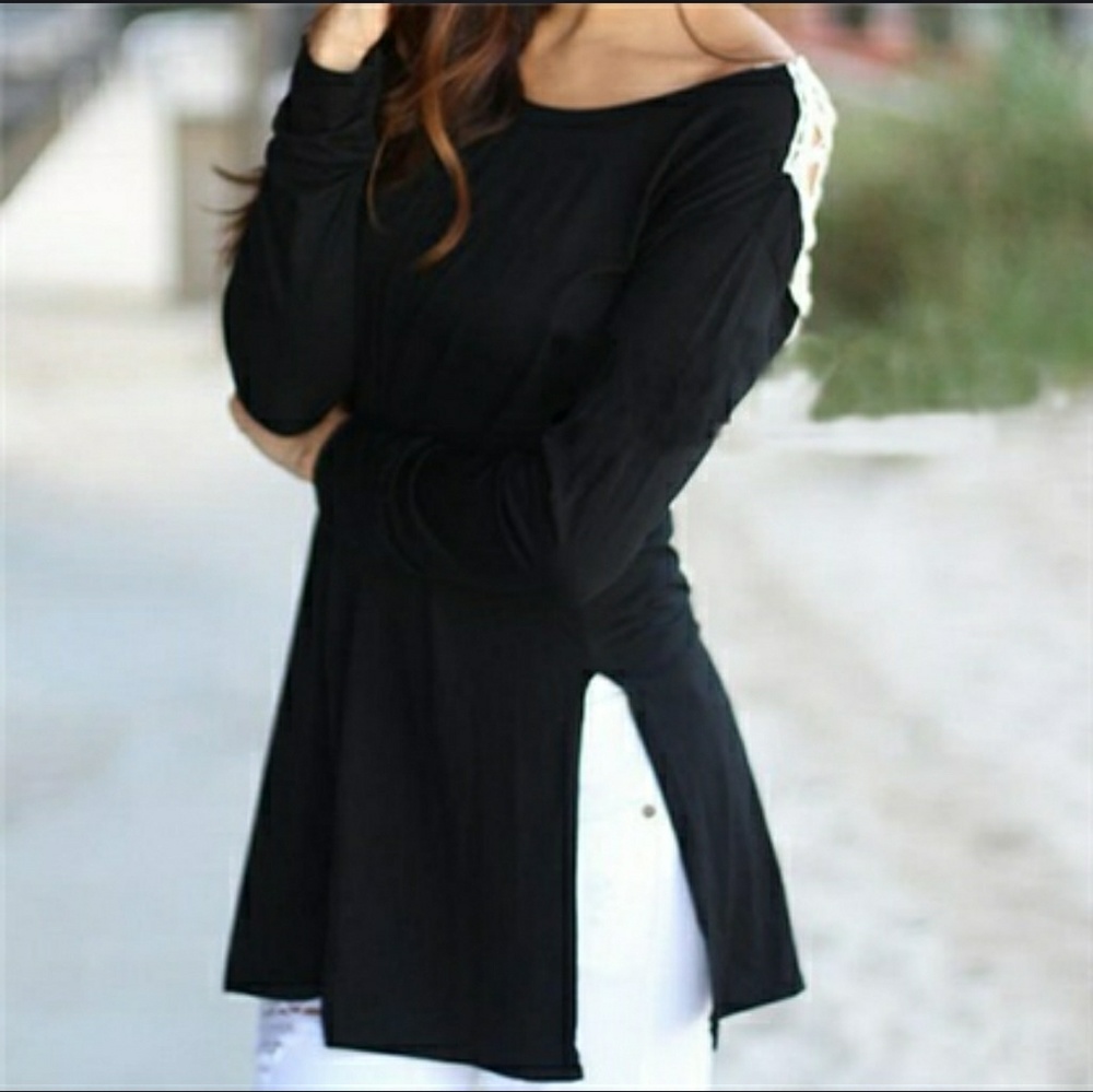 Black Crochet Back Tunic